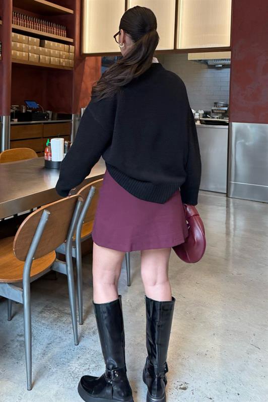 MDX Burgundy Slit Detail Women's Shorts Skirt MG2315 - Korosten