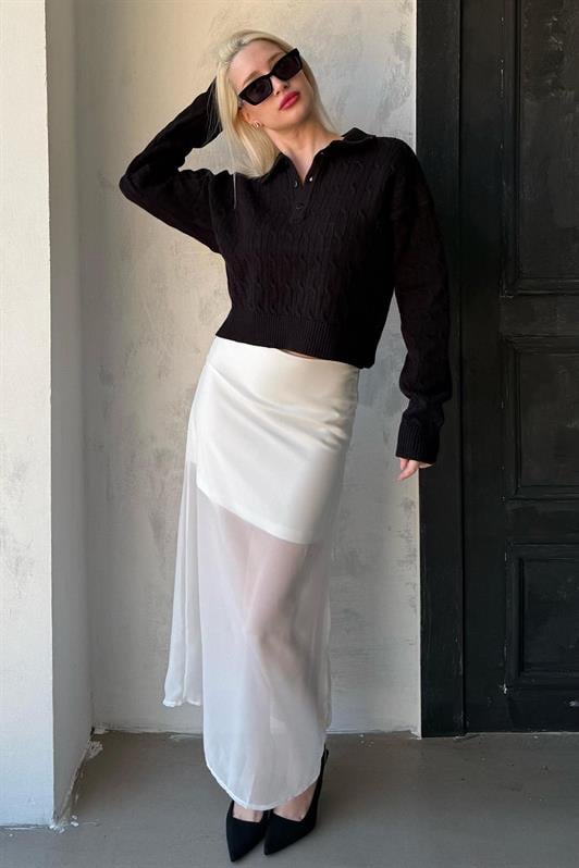 MDX Madmext White Chiffon Women's Skirt Mg2340 - Francisco I. Madero