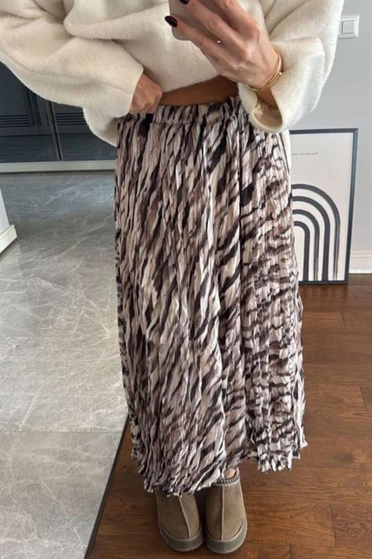 MDX Gray Zebra Print Women's Midi Skirt MG2265 - Goes