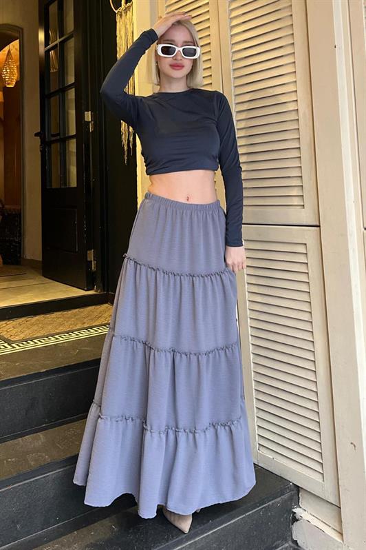 MDX Smoke Basic Pleated Women's Long Skirt - Palm Harbor