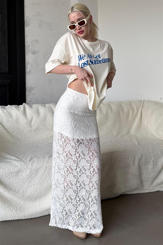 MDX Madmext White Lace Women Skirt Mg2338 - Le Mans
