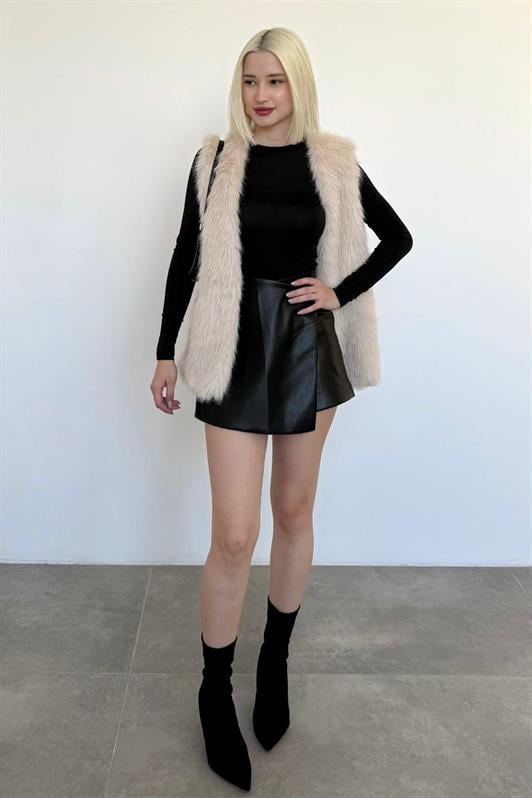 MDX Black Leather Mini Shorts Skirt Mg2550 - Stendal