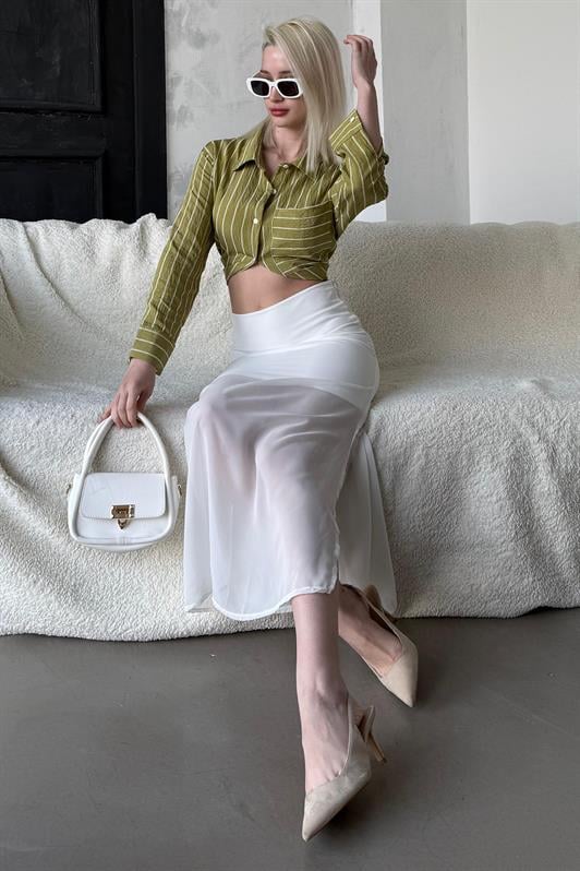 MDX Madmext White Chiffon Women's Skirt Mg2340 - Francisco I. Madero