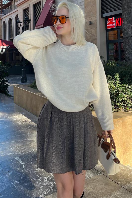 MDX Beige Plaid Pattern Women's Pleated Skirt MG2248 - Huntersville