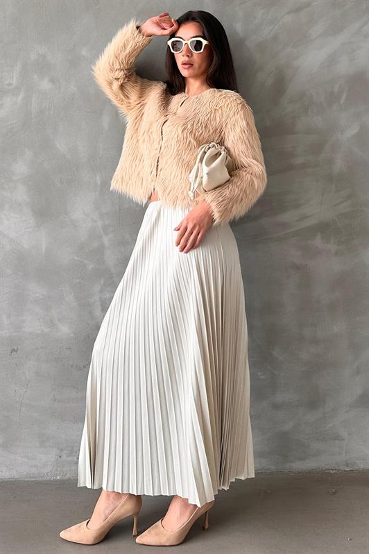 MDX Ecru Pleated Women's Skirt MG2318 - Angra do Heroísmo