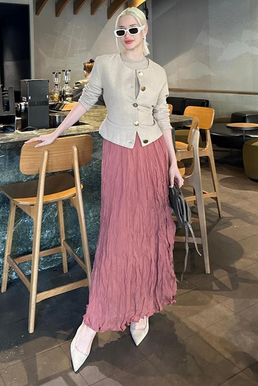 MDX Tile Wrinkled Pattern Midi Size Women's Skirt MG2266 - Jerez de la Frontera