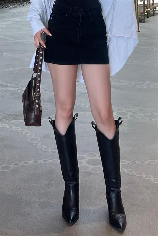 MDX Black Mini Denim Skirt MG2099 - Rochester