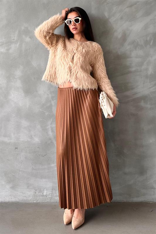 MDX Brown Pleated Women's Skirt MG2318 - Mount Pleasant