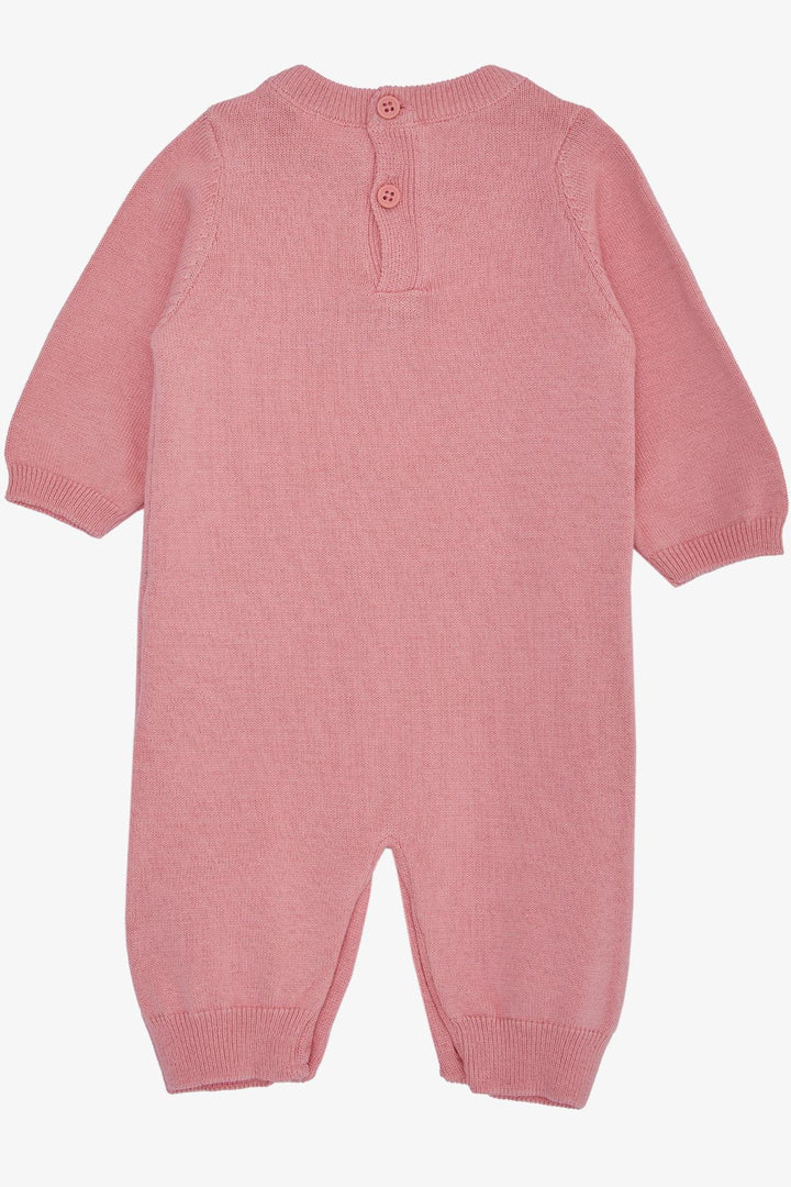 BRE Export Baby Girl Romper Knitted Cute Animal Printed 0-9 Months, Rose Pink - Atascocita