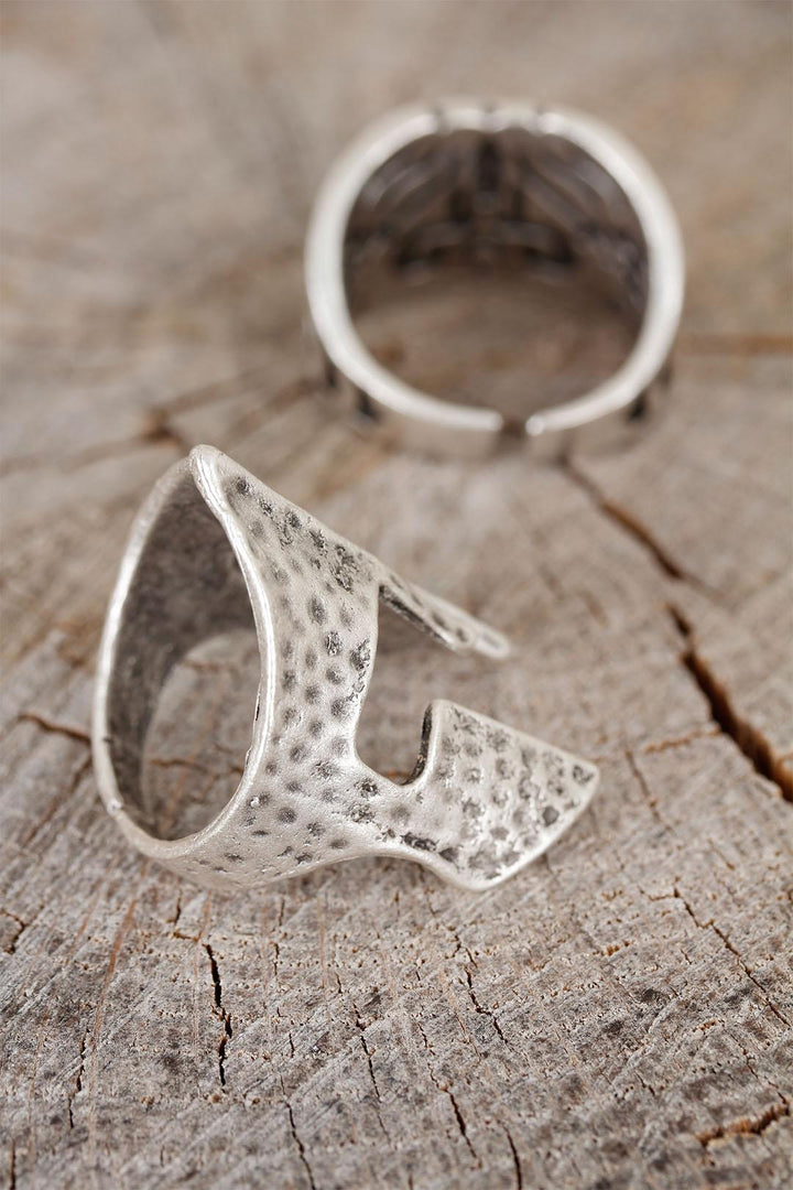 EBJ Helmet Figured Distressed Gray Color Men Adjustable Ring - Lake Stevens