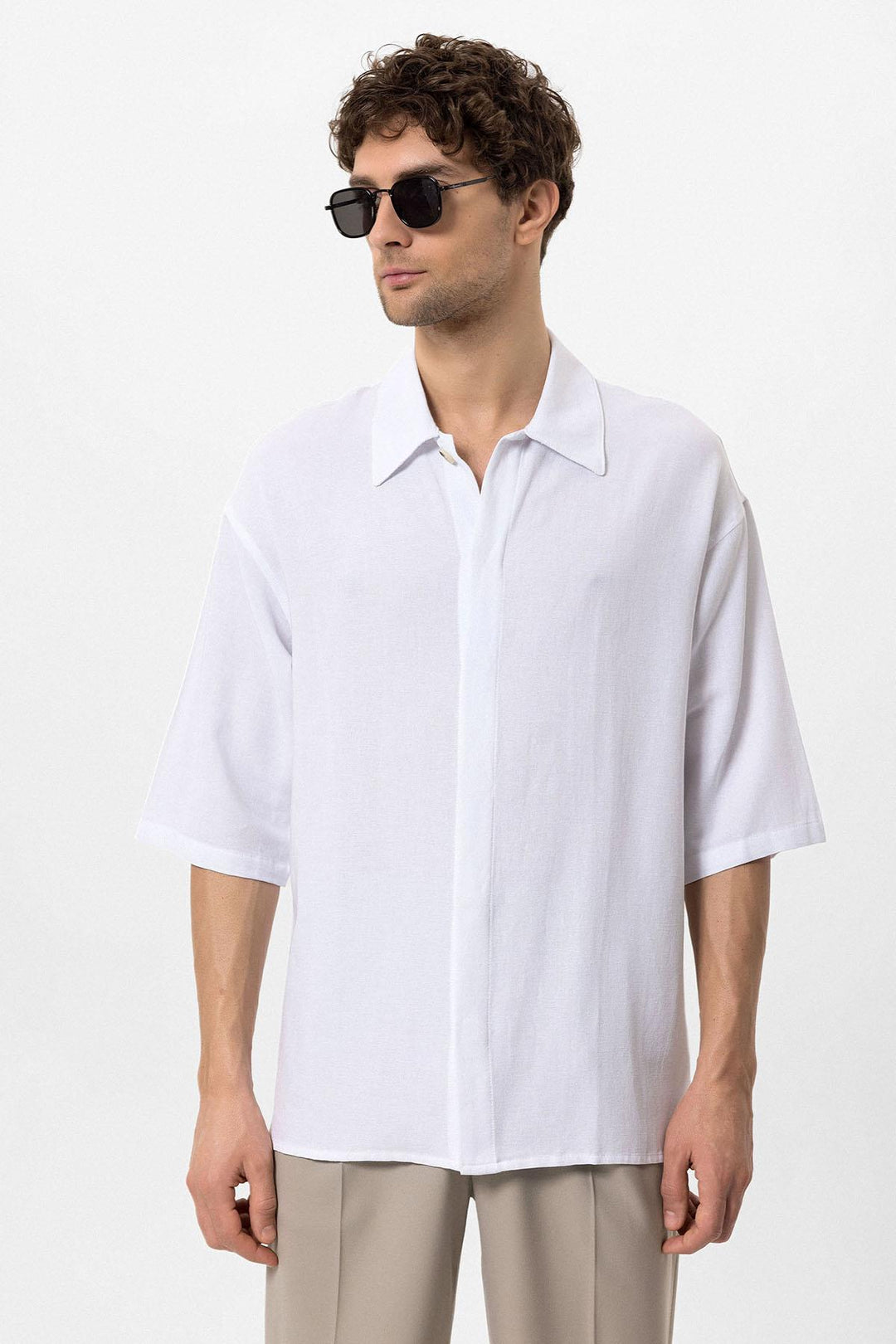 ANT Fakir Sleeve Hidden Button Closure Oversize Men's Shirt - Nogales