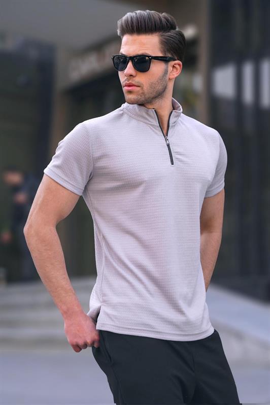 MDX Zip Neck Gray Men's T-shirt 6120 - Compiègne
