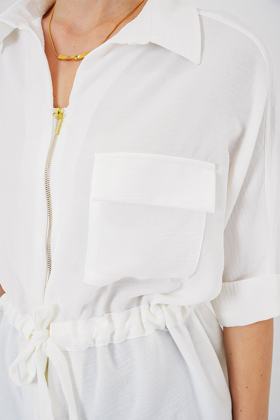 BGD Women Zippered Women's Shirt 0721 - White - Medgidia