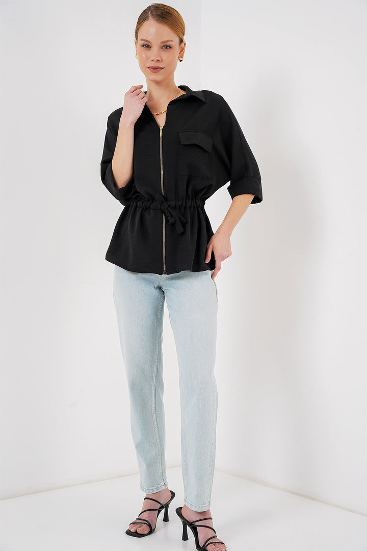 BGD Women Zippered Women's Shirt 0721 - Black - Oildale