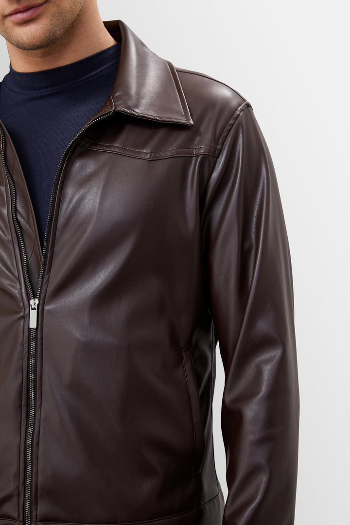 ANT Zippered Faux Leather Coat - Móstoles