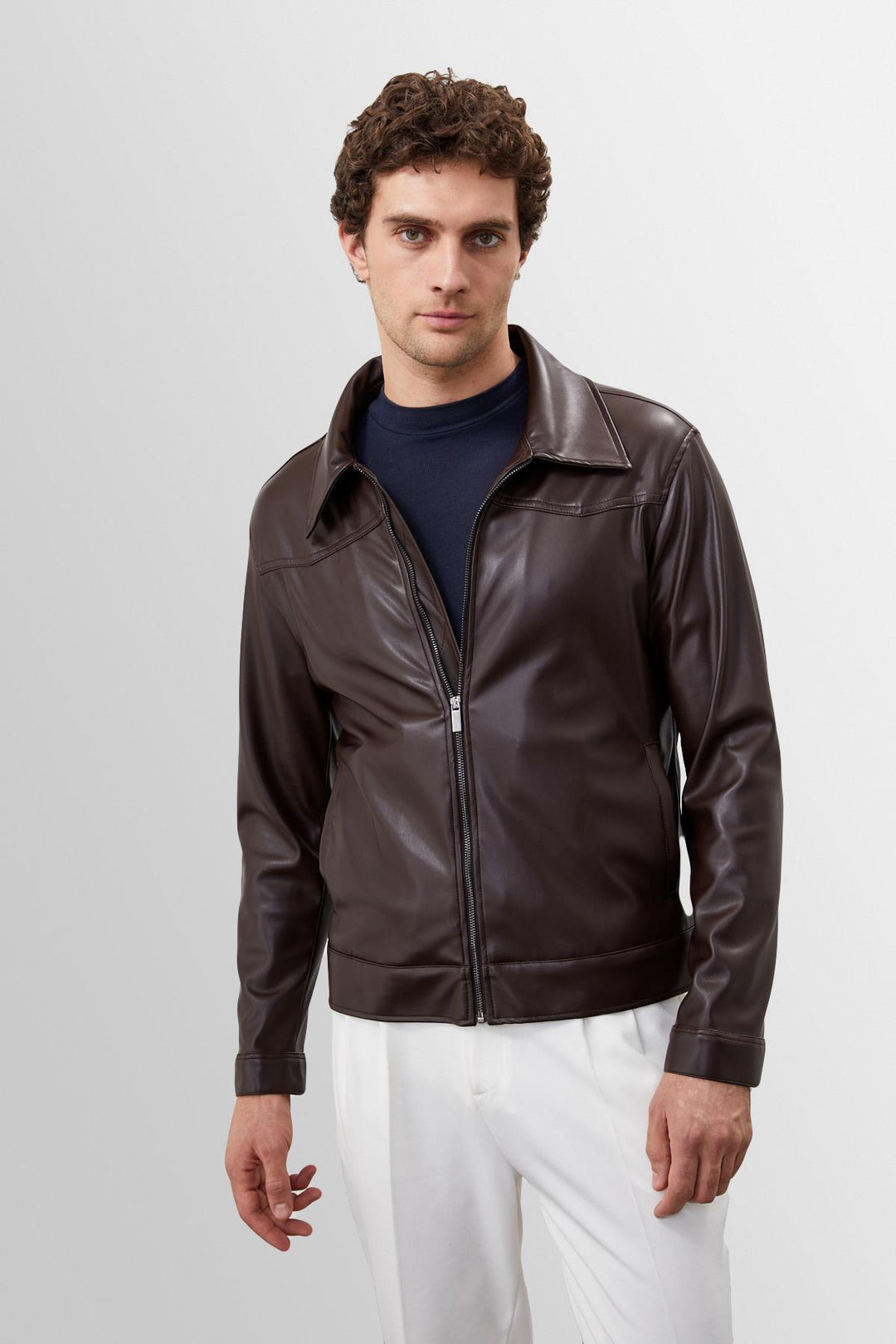 ANT Zippered Faux Leather Coat - Móstoles