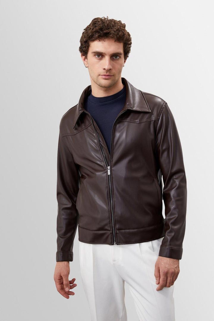 ANT Zippered Faux Leather Coat - Móstoles