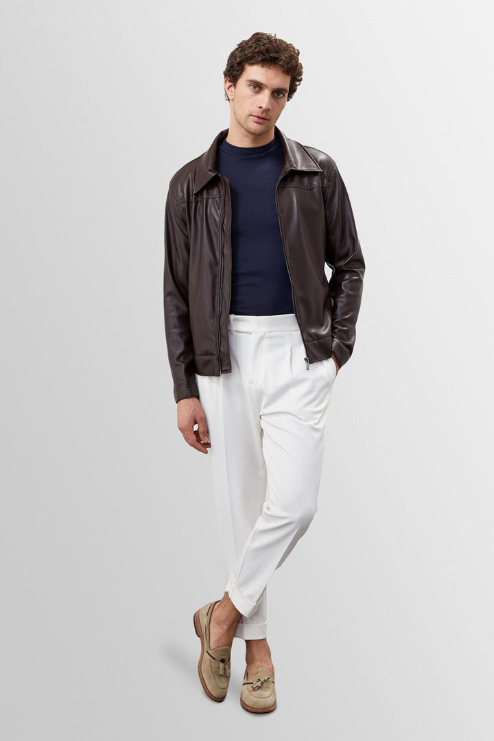 ANT Zippered Faux Leather Coat - Móstoles