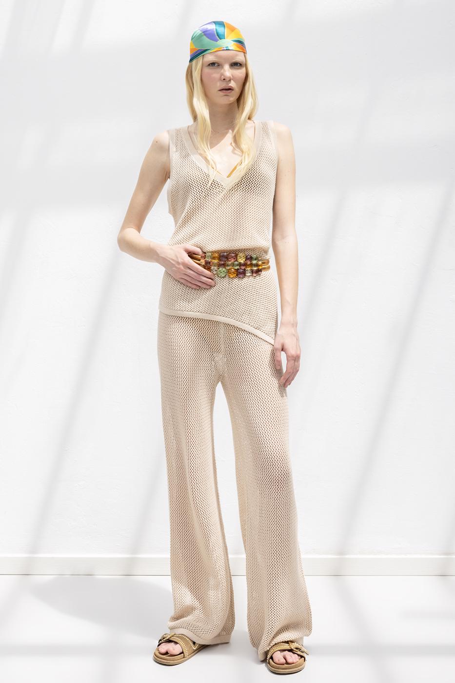 BSL Women Fishnet Knitted Trousers - Odenton