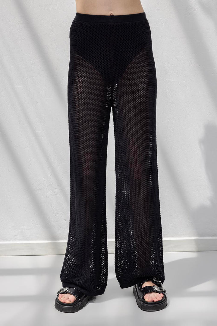 BSL Women Fishnet Knitted Trousers - Cwmbran