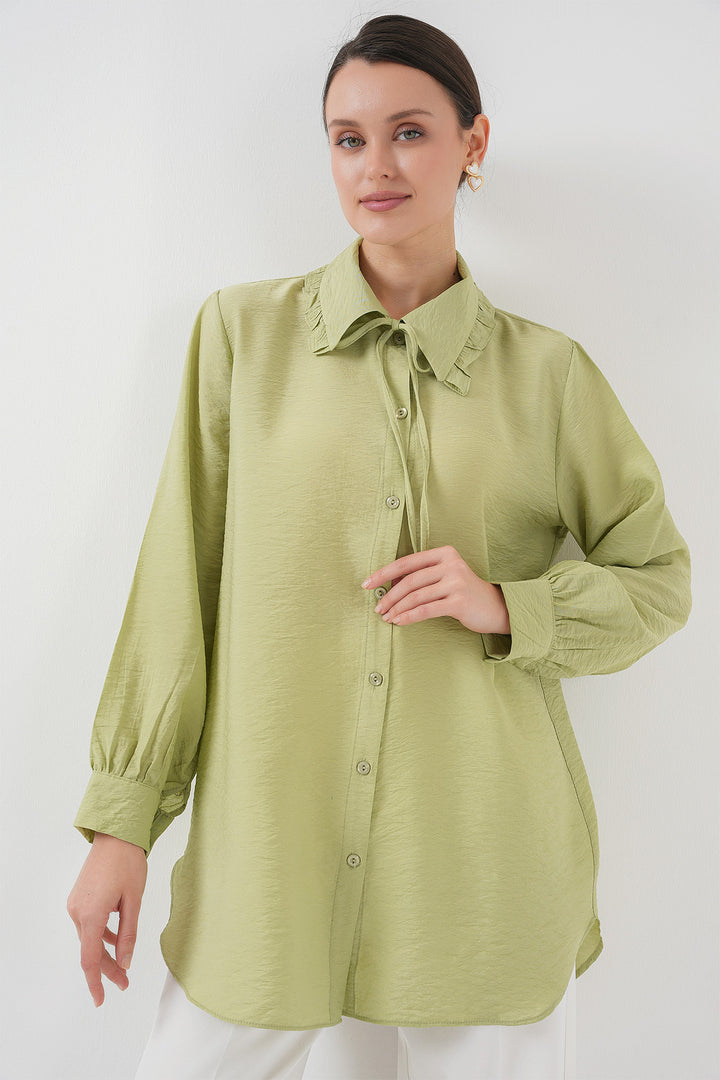 BGD Women Frilly Long Shirt Tunic 5952 - Çağla - Warner Robins