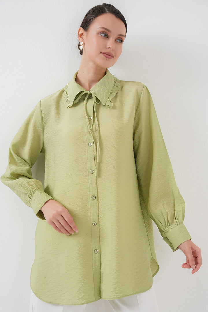 BGD Women Frilly Long Shirt Tunic 5952 - Çağla - Warner Robins