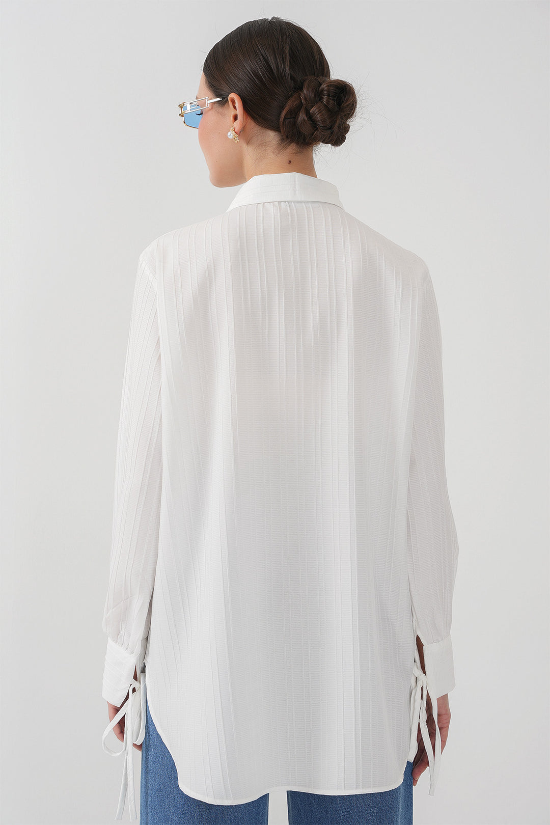 BGD Women Frilly Long Shirt Tunic 5953 - White - Prescott Valley
