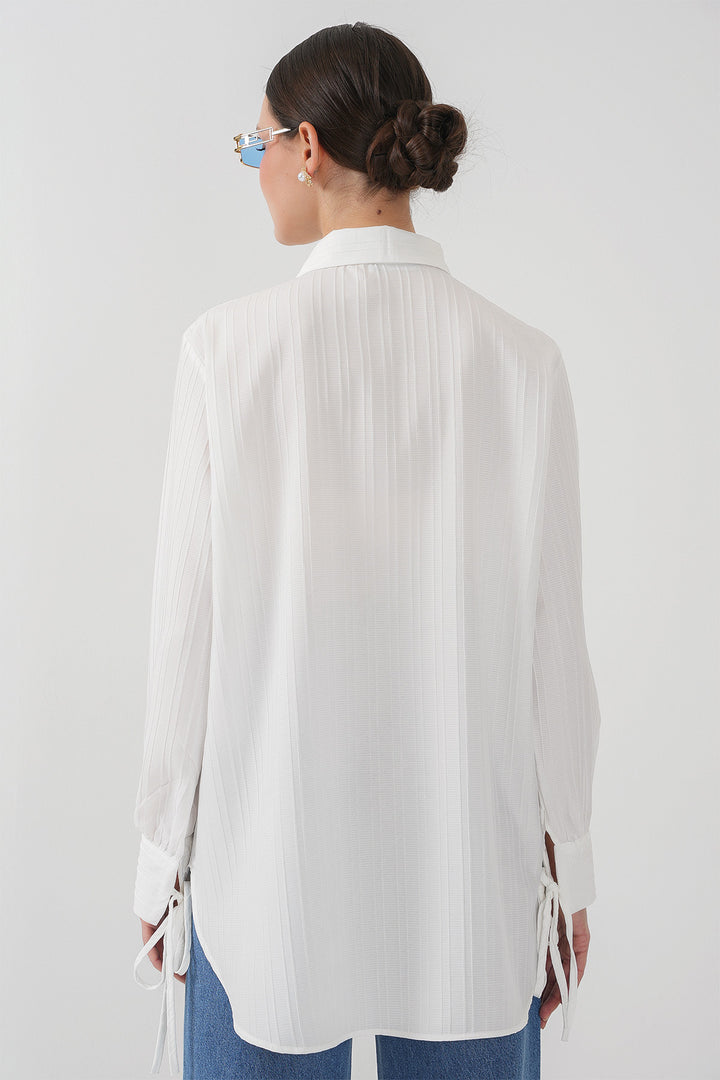 BGD Women Frilly Long Shirt Tunic 5953 - White - Prescott Valley