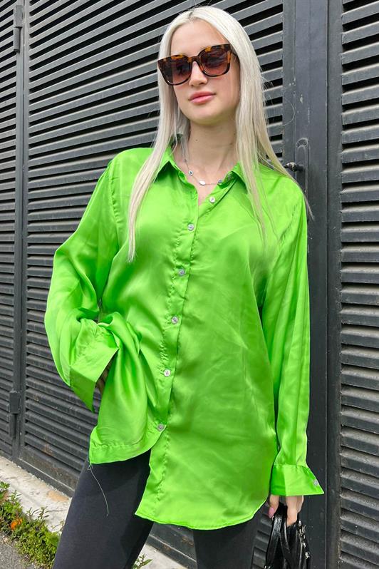 MDX Pistachio Green Basic Women's Satin Shirt MG1326 - Noordwijk