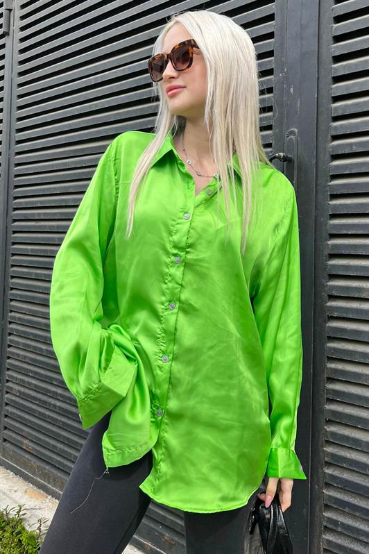 MDX Pistachio Green Basic Women's Satin Shirt MG1326 - Noordwijk