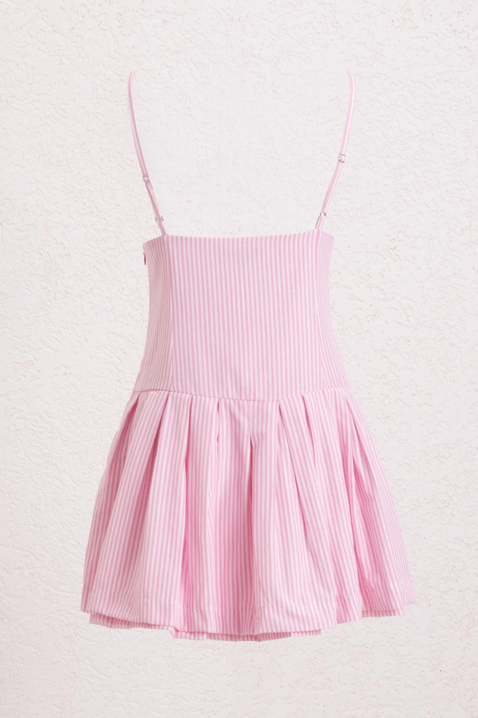 BSL Women Striped Strap Mini Dress with Bow Detail - Oss