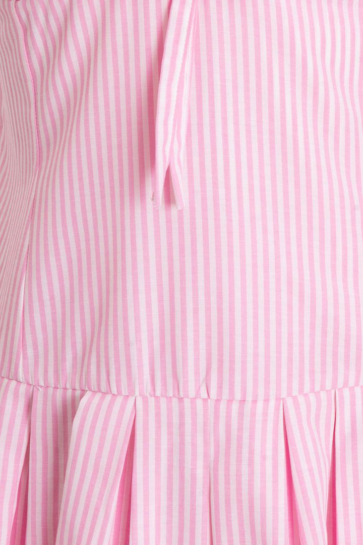 BSL Women Striped Strap Mini Dress with Bow Detail - Oss