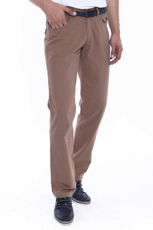 WSS Flap Pockets Suede Slim Fit Light Brown Men Pants  - Rancho Cucamonga