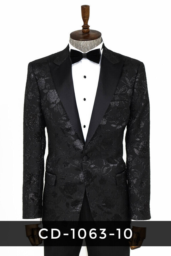 WSS Floral Patterned Black Men Prom Blazer  - Chaïdári