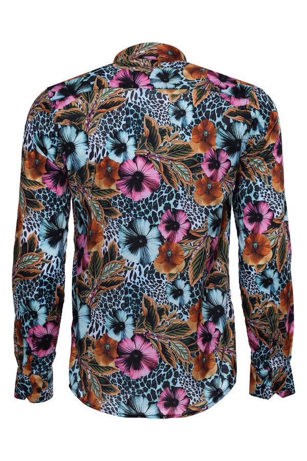 WSS Floral Patterned Slim Fit Long Sleeves Multicolor Men Shirt  - Wesley Chapel