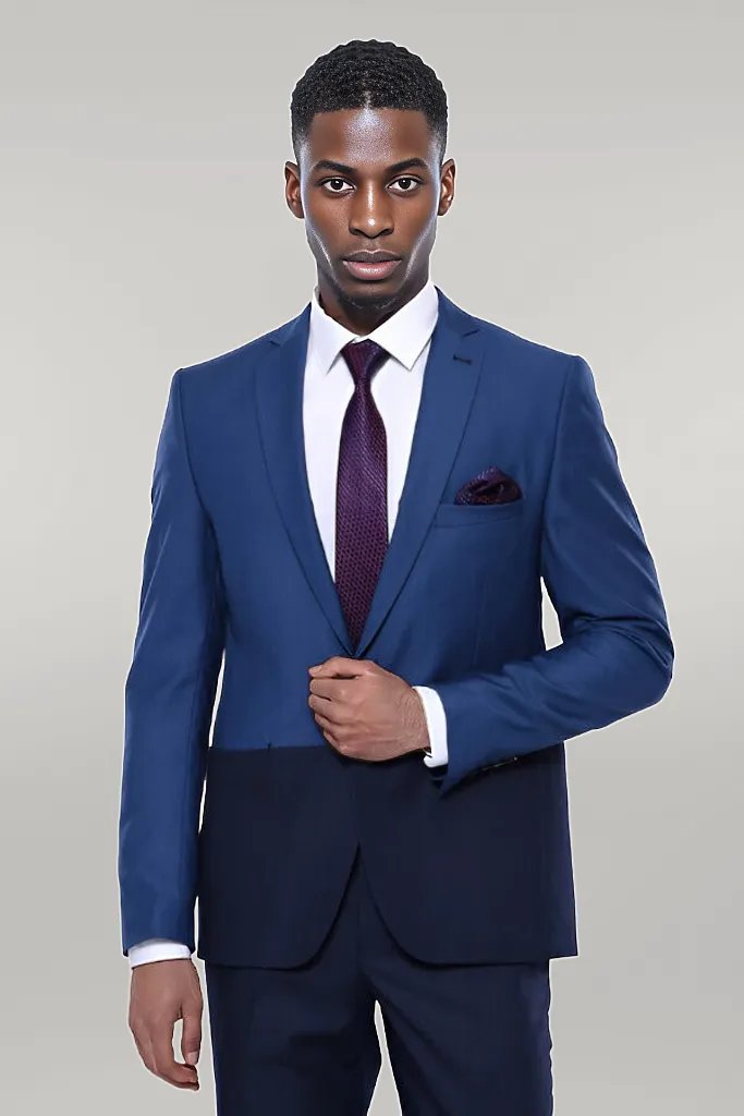 WSS Fragmental Navy Blue Men Suit  - Singen