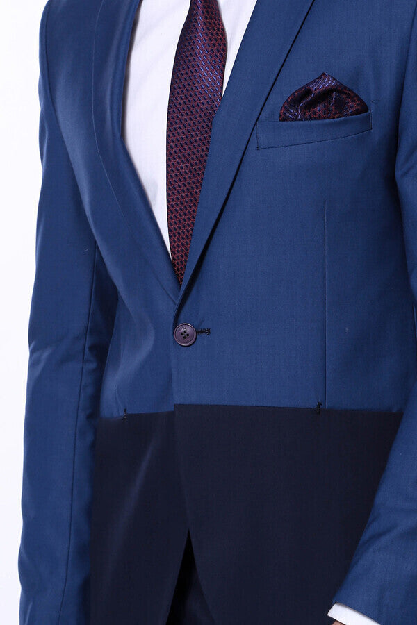 WSS Fragmental Navy Blue Men Suit  - Singen