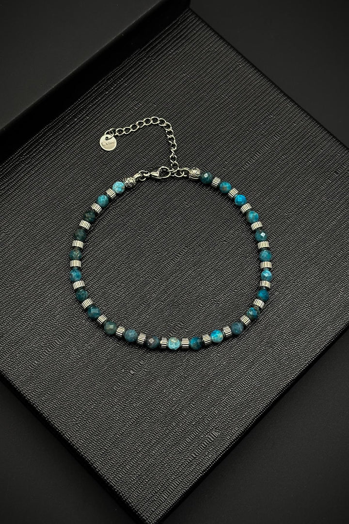 NVM FRNCH 316L Steel Apatite Natural Stone Blue Color Men's Bracelet FRJ12349-3349-M - Leamington