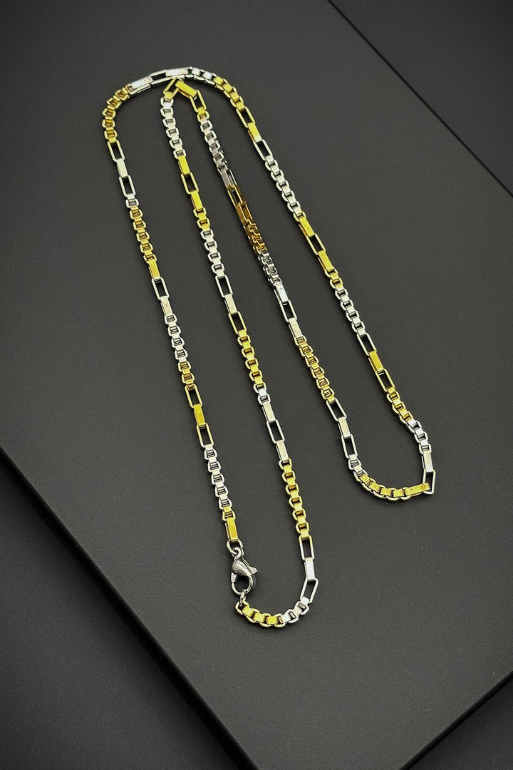 NVM FRNCH 316L Stainless Steel Italian Style Gold-Silver Color Men's Necklace FRJ30666-766-AG - Ipswich