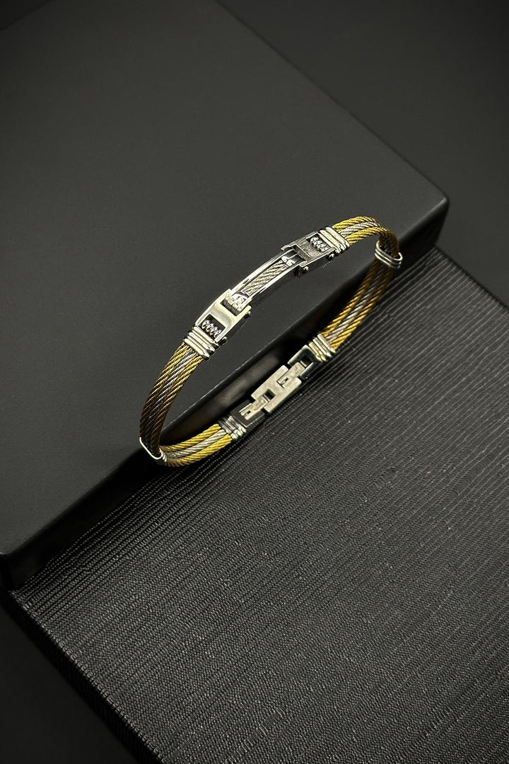 NVM FRNCH 316L Stainless Steel Italian Style Gold Color Men's Bracelet FRJ12046-3046-G - Haverstraw