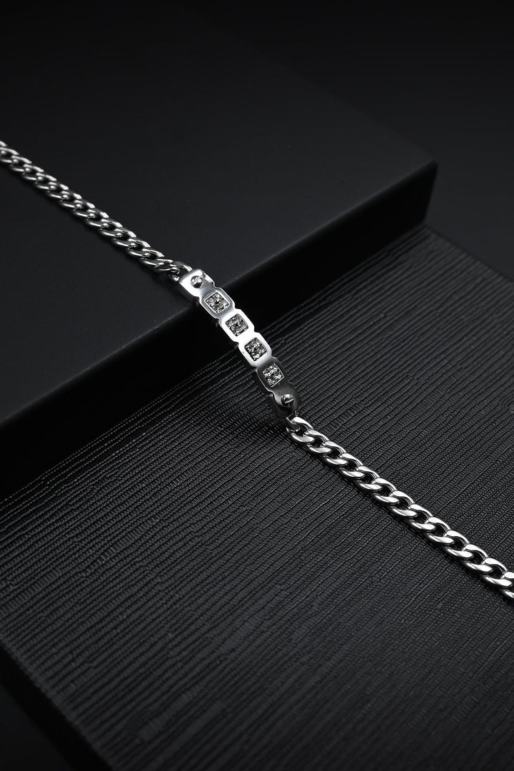 NVM FRNCH 316L Stainless Steel Italian Model White Zircon Stone Silver Color Men's Bracelet FRJ12129-3129-A - Acireale