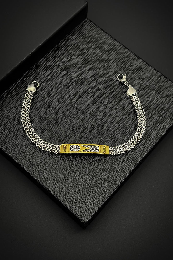 NVM FRNCH 316L Stainless Steel Italian Model Silver-Gold Color Men's Bracelet FRJ12047-3047-AG - Côte-Saint-Luc