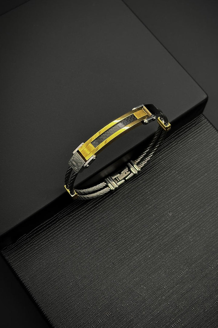 NVM FRNCH 316L Stainless Steel Italian Style Silver-Gold Color Men's Bracelet FRJ12092-3092-GA - Elk Grove