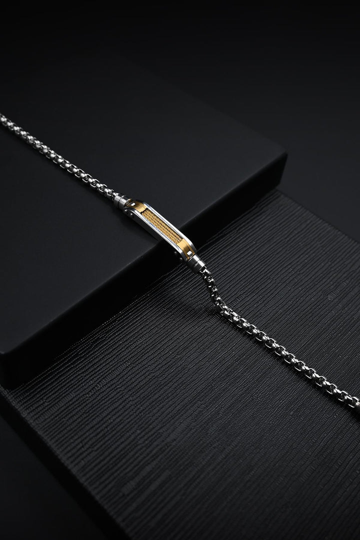 NVM FRNCH 316L Stainless Steel Italian Model Silver-Gold Color Men's Bracelet FRJ12144-3144-AG - Cleveland