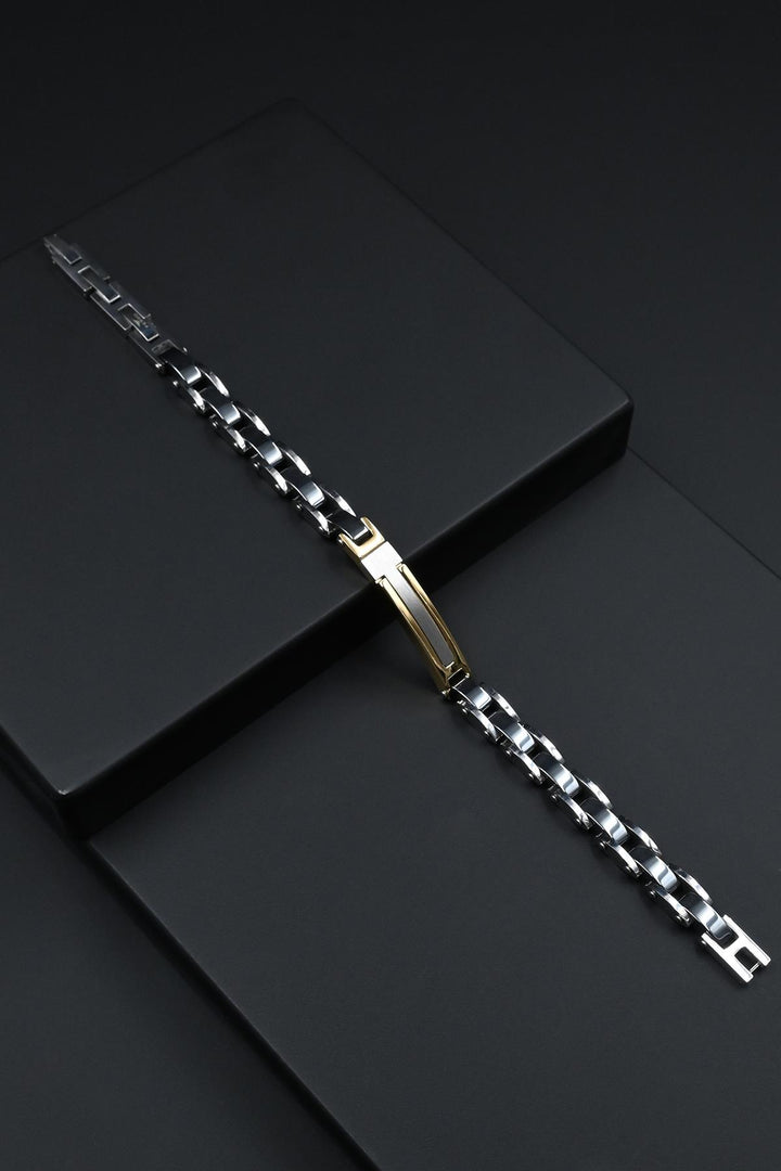 NVM FRNCH 316L Stainless Steel Italian Style Silver-Gold Color Men's Bracelet FRJ12271-3271-AG - Santa Monica