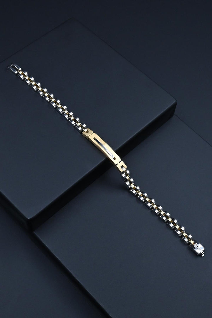 NVM FRNCH 316L Stainless Steel Italian Model Silver-Gold Color Men's Bracelet FRJ12277-3277-AG - Zumpango