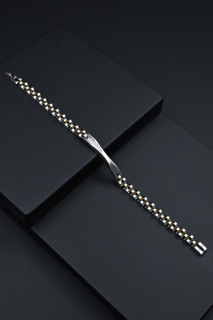 NVM FRNCH 316L Stainless Steel Italian Model Silver-Gold Color Men's Bracelet FRJ12280-3280-AG - Acatzingo