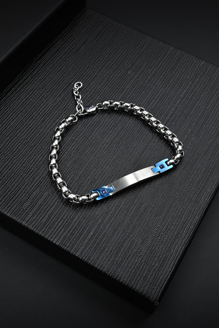 NVM FRNCH 316L Stainless Steel Italian Model Silver-Navy Blue Color Men's Bracelet FRJ12142-3142-AL2 - Pakenham