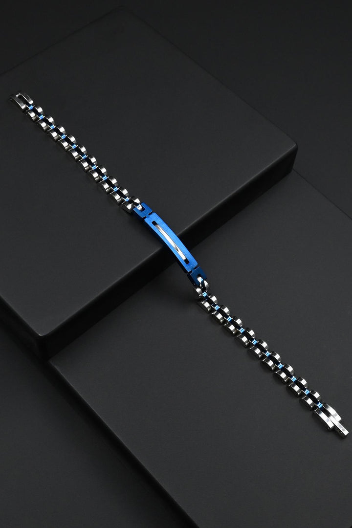 NVM FRNCH 316L Stainless Steel Italian Model Silver-Navy Blue Color Men's Bracelet FRJ12277-3277-AL - Venlo