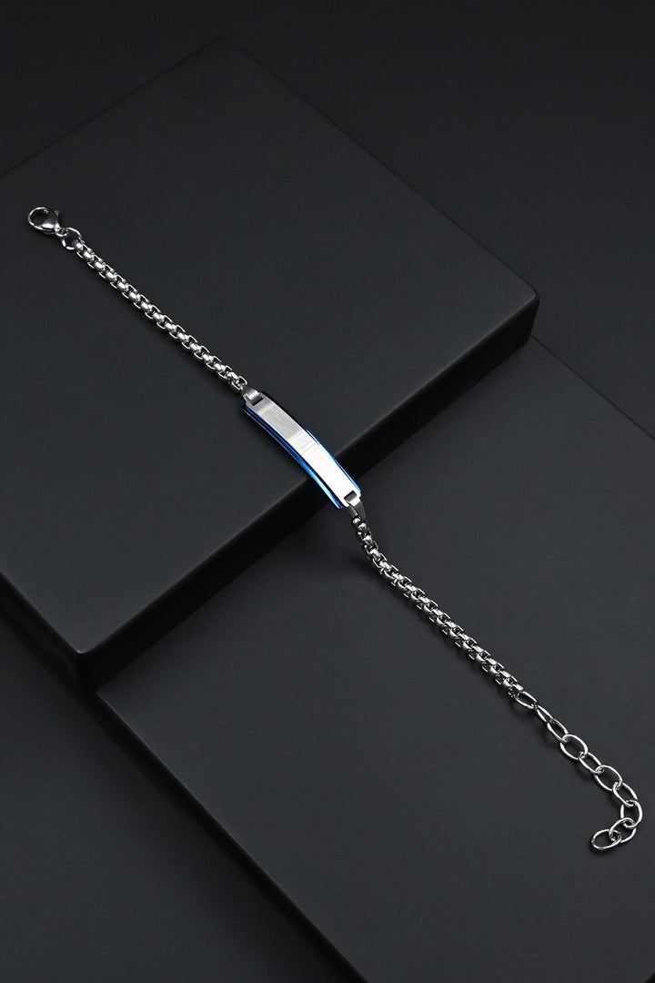 NVM FRNCH 316L Stainless Steel Italian Model Silver-Navy Blue Color Men's Bracelet FRJ12281-3281-AL - Guamúchil